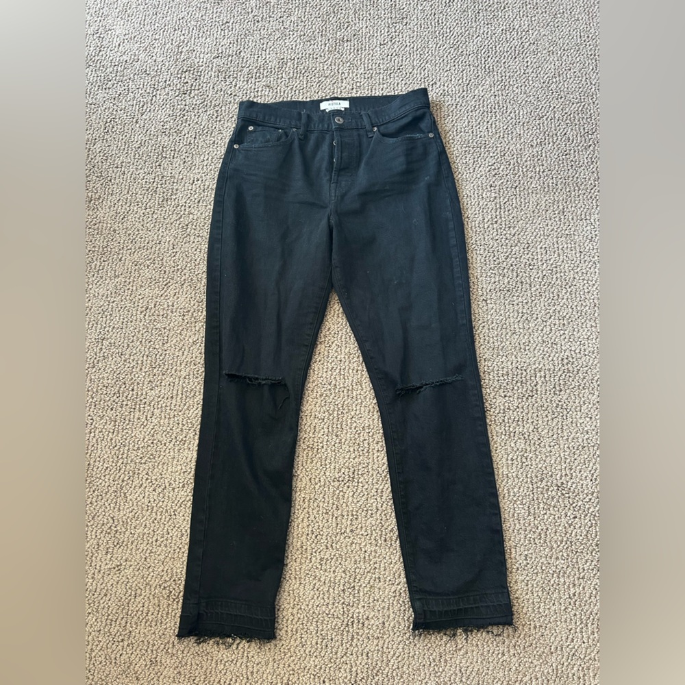 Pistola High Waisted Buttonfly Black Denim Jeans - size 28